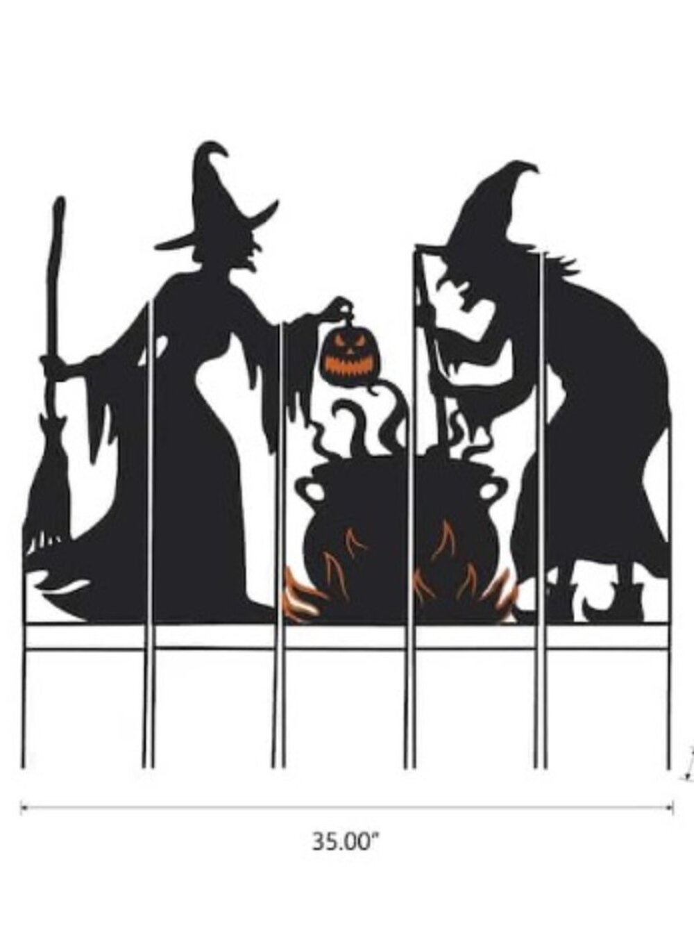 Glitzhome 34.5" H Set of 5 Halloween Metal Silhouette Witches with Cauldron.